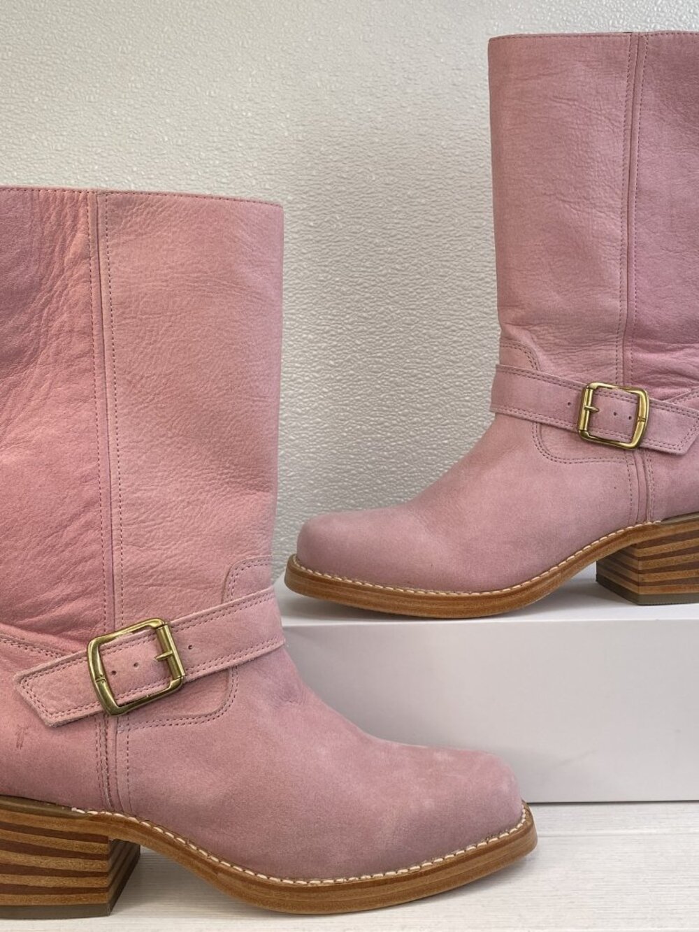 Frye Exclusive Campus Buckle Boots Women's Size 10B Pink Leather Riding Boot - Picture 8 of 12